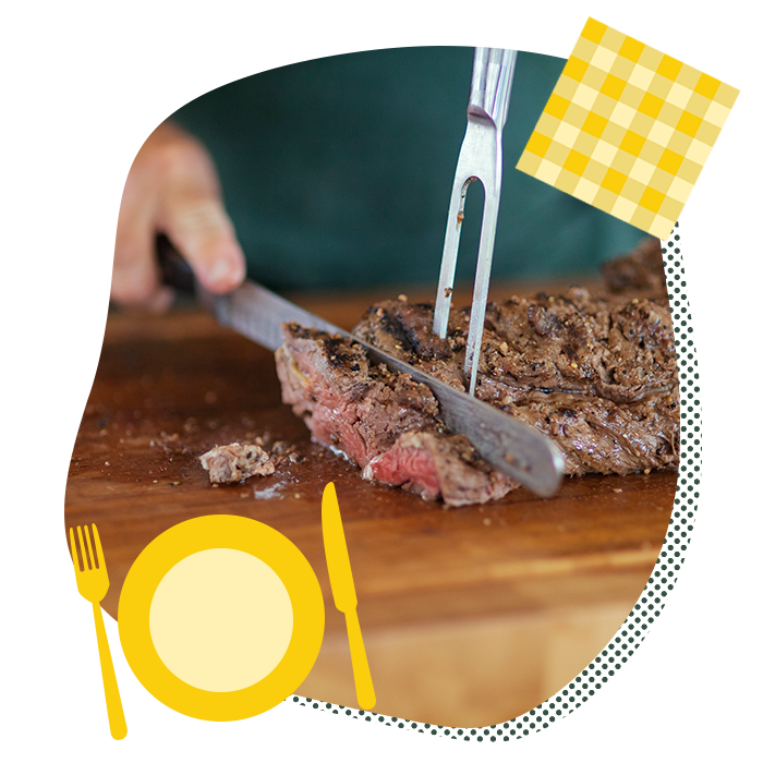Steak being cut