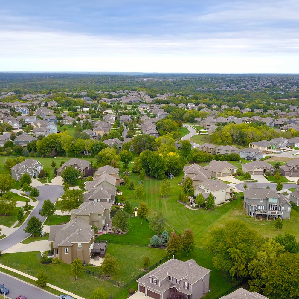 aerial view of neighborhood